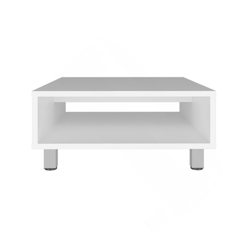 Eclipse 10" H Low Minimalistic Square Coffe Table With Open Storage, White