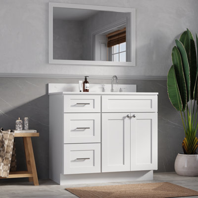 Meuble-lavabo simple 40 po avec plateau en quartz Disar