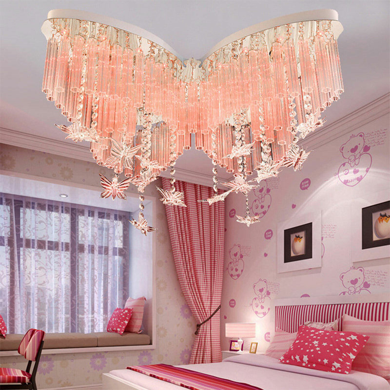 Everly Quinn Modern Butterfly-shaped Flush Mount Lamp Crystal
