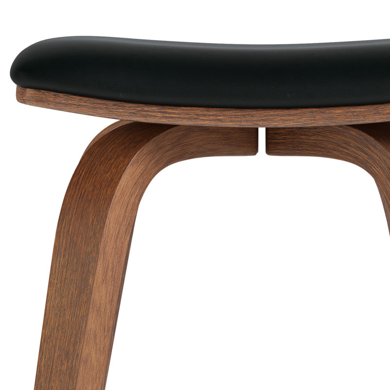 Tabouret de bar Larsen, tabouret de bar en similicuir noir avec repose-pieds, style contemporain pour bar