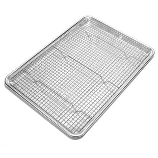 Oster Baker's Glee Stainless Steel 13in Cookie Sheet and 12in Cooling Rack Bakeware Set in Silver