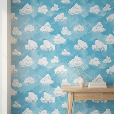 Papier peint moderne bleu ciel avec nuages modernes