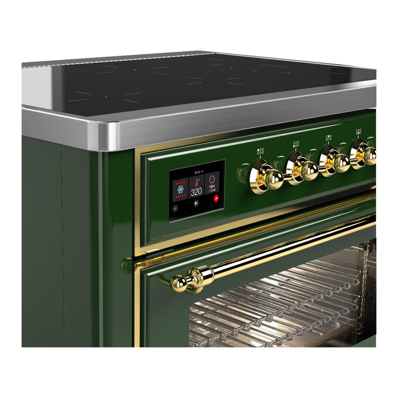 Cuisinière à induction 36 pouces avec 6 éléments à induction en vert émeraude Majestic III Series (garniture laiton), Laiton