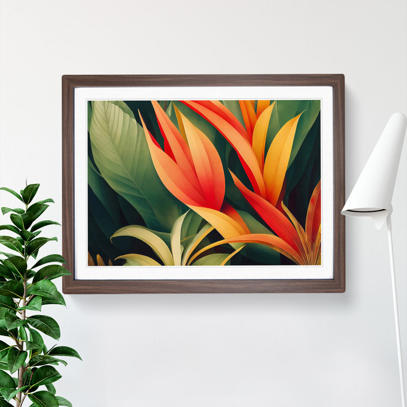 Evolving Tropical Flowers - Framed Print, 46cm H x 64cm W x 2cm D, Walnut