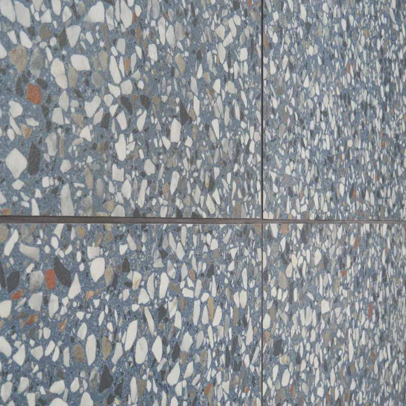 Kobe Flakes 24X24 Terrazzo Look Matte Porcelain Tile, Ocean Blue
