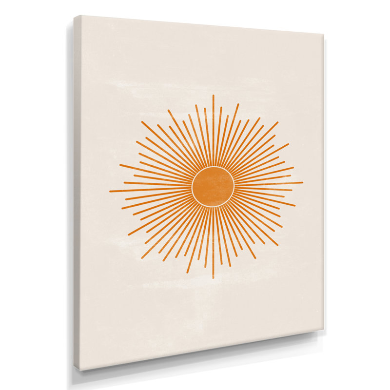 Soleil, art mural sur toile, impression graphique minimaliste orange - Orange Sun Print II, Toile tendue, H 44 po x l 34 po