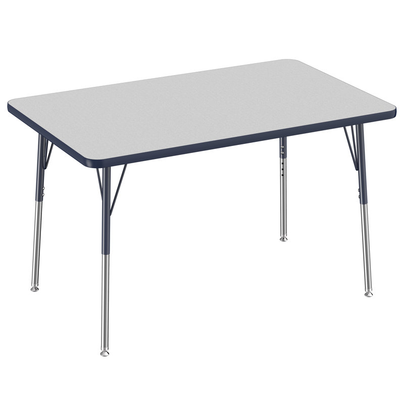 Table d'activité rectangulaire à hauteur réglable en forme de T, 24 po x 36 po, Gris/bleu marine, Roulement pivotant standard