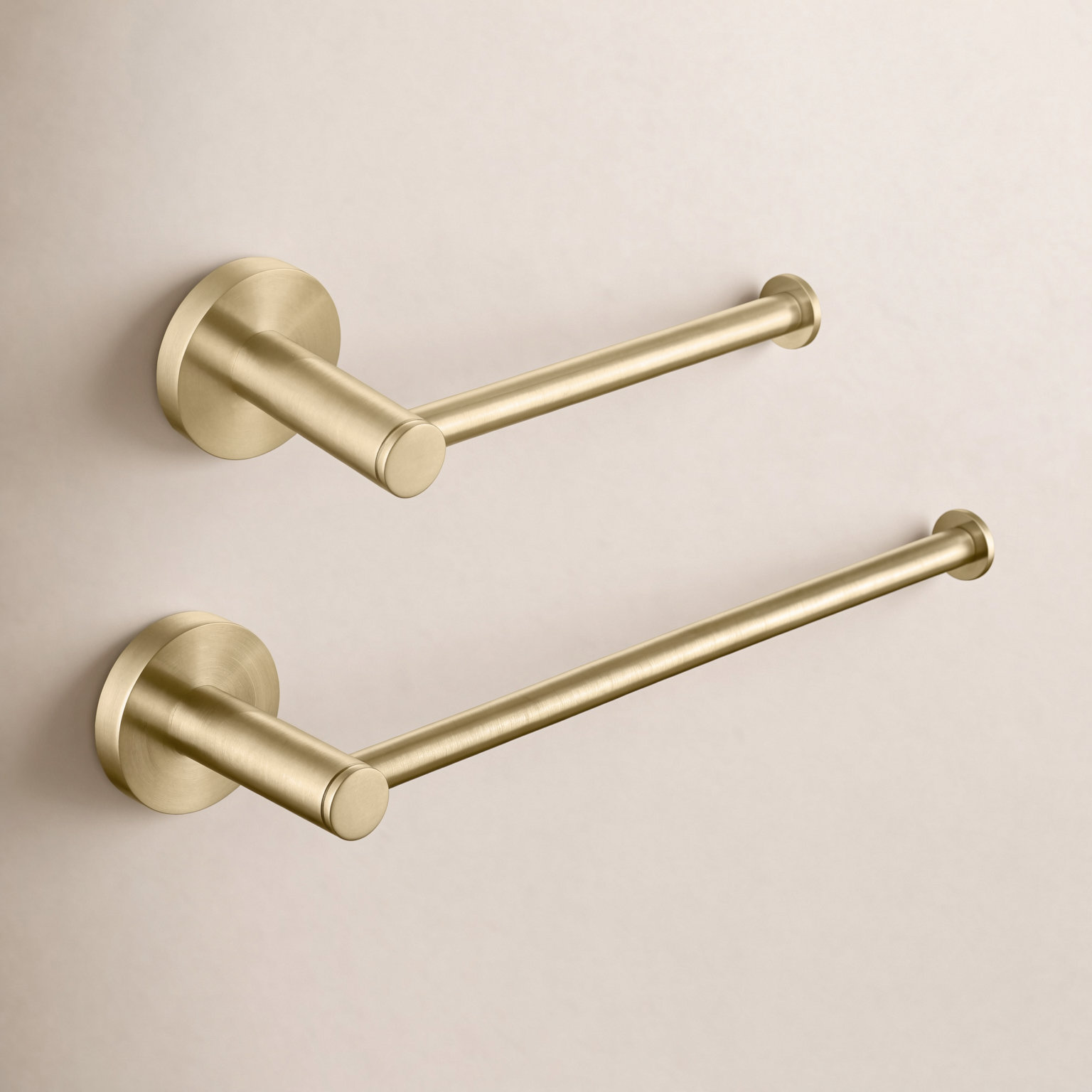 Circular 2-Piece Bathroom Hardware Set, Brushed Gold
