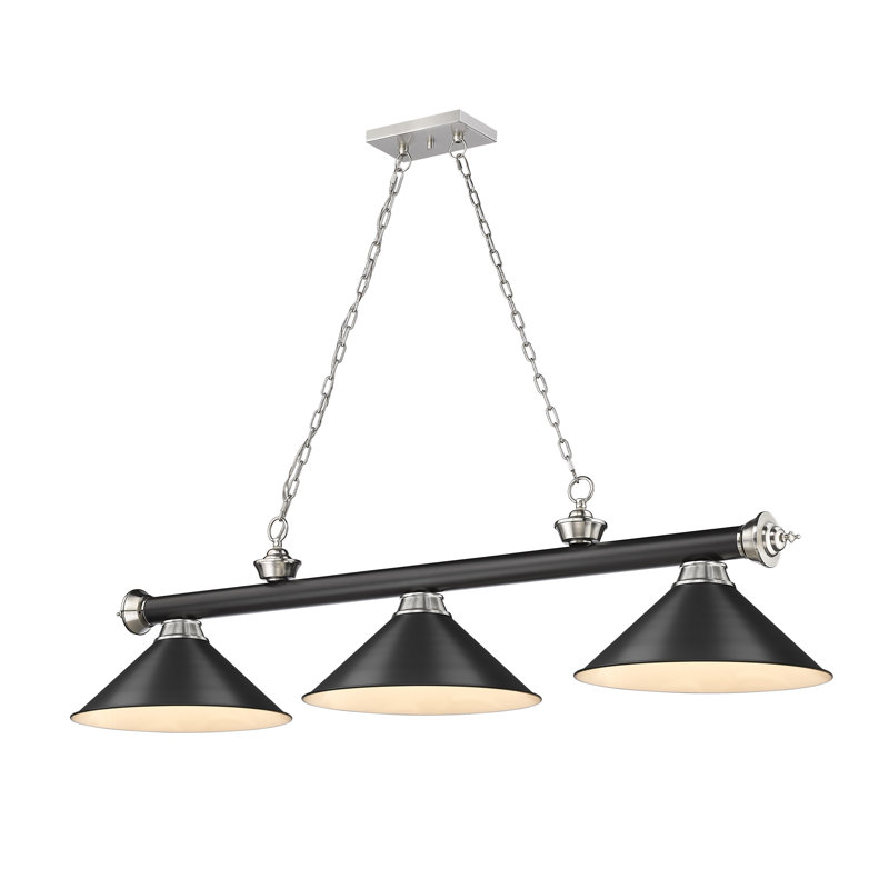 Annaleisa 3-Light Linear Pendant, Matte Black, Matte Black/Brushed Nickel