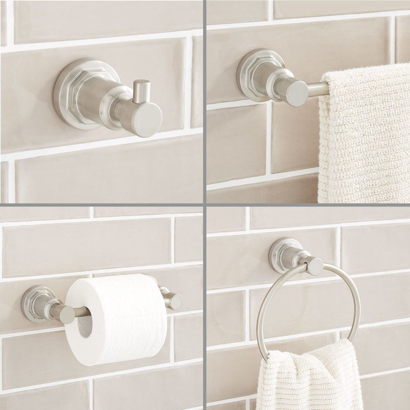 Ensemble de quincaillerie de salle de bain 4 pièces Signature Hardware Greyfield, Nickel brossé