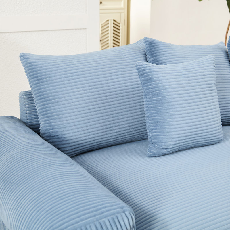 54.3" Oversized Cloud Modular Sectional Couch,Extra-Thick Armrests Good Resilience Cushions Ergonomic Design Premium Soft Corduroy Fabric,Easy Assembly For Living Rooms Study,Blue