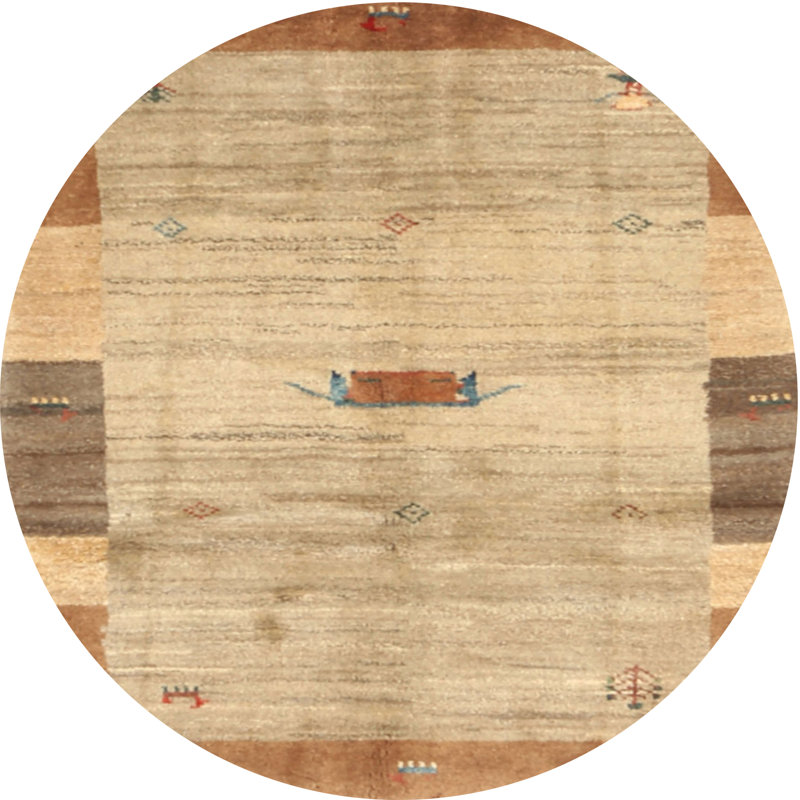 Tapis contemporain gris / olive, Rond 7 pi