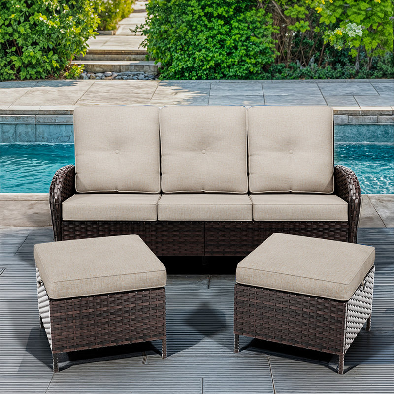 Ensemble de canapé d'extérieur 72 po 3 pièces 72 po, Beige