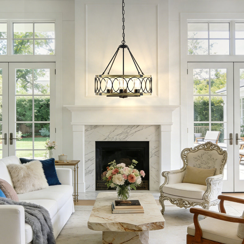 22'' 6 - Light Drum Chandelier Metal Ceiling Lighting