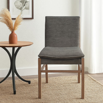 Ensemble de 2 chaises de salle à manger Lily, assise et dossier gris, bois de frêne brun espresso