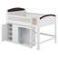 Lit mezzanine double avec armoire de rangement, structure de lit mezzanine en bois massif avec garde-robe et DEL pour enfants adolescents-631954165