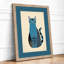 Geometric Blue Cat Mid-Century - Framed Print-725233637-725233626