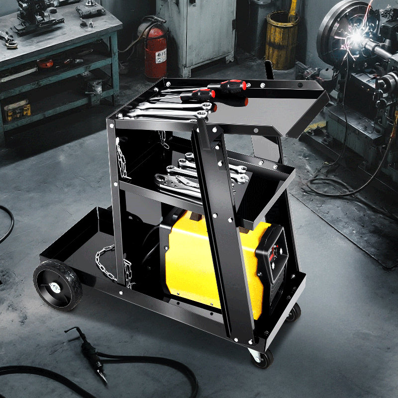 27.75" Heavy-Duty Welding Cart Safety Chains 3-Layer Storage 100 Lb Capacity 360° Swivel Wheels