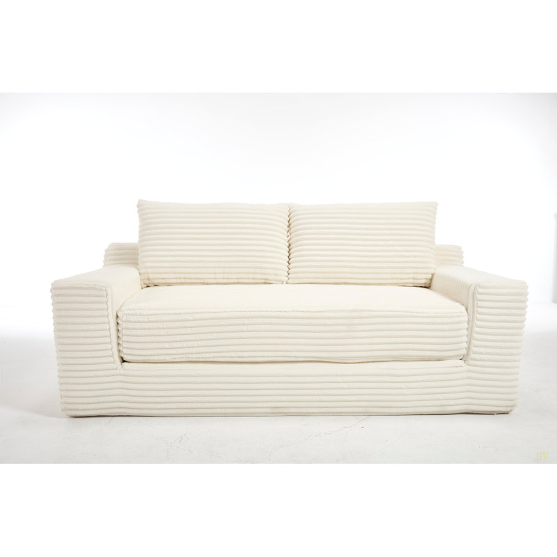 Canapé-lit à causeuse avec mousse à mémoire de forme et structure en acier - sans assemblage, conception convertible 2-en-1, tissu en velours côtelé - canapé compact pour les petits espaces, les appartements, le bureau à domicile et la chambre à coucher