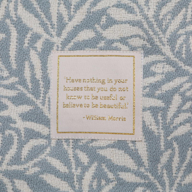 Aadhavan Floral Blanket with Fringe, Light Blue