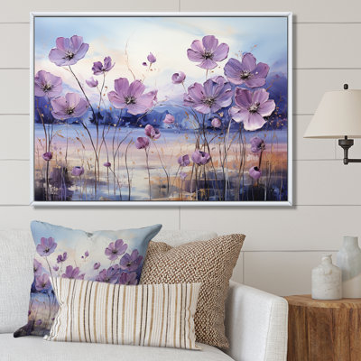 «Violet Flower Meadow Harmony III», art mural grand champ de fleurs