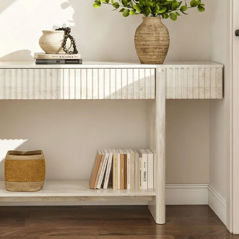 Console scandinave, 32.3" H x 55.1" W x 11.8" D, White, White, White