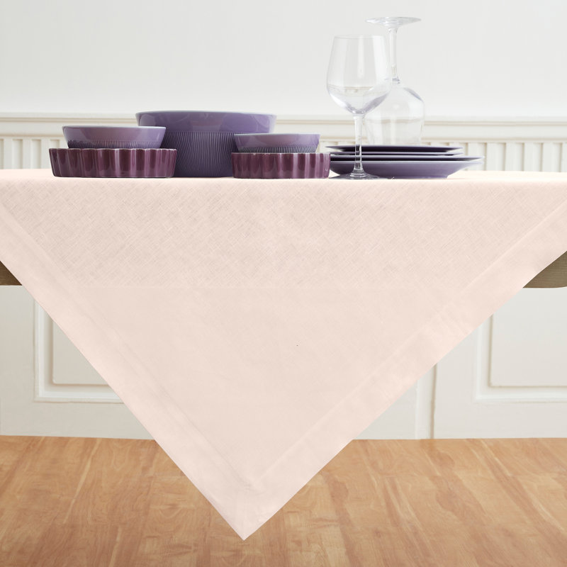 Fete - 100% Pure Linen Table Throw, Pink, Solid Color