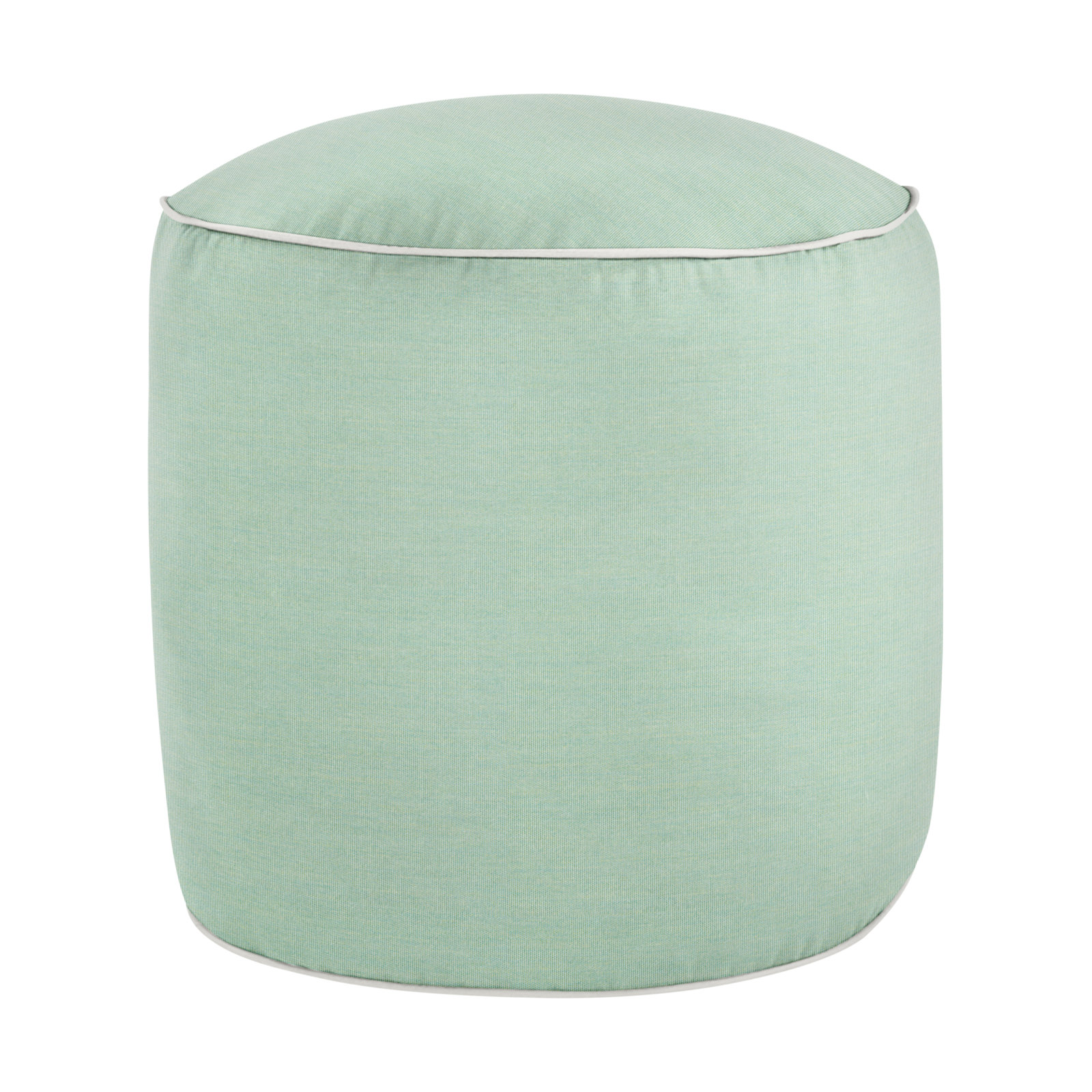 Demi Round Upholstered Outdoor Ottoman with Sunbrella® Cushion, Canvas Spa Sunbrella® Canvas
