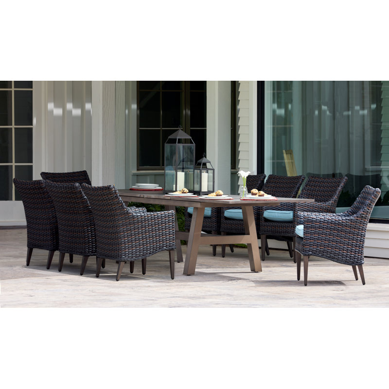 Keiser 84'' Rectangular 8 - Person Outdoor Dining Set with Cushions, Blue