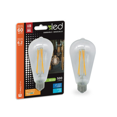 7 watts (60 watts équivalent), del st64, ampoule à intensité réglable, (2700k) e26/moyen (standard) base