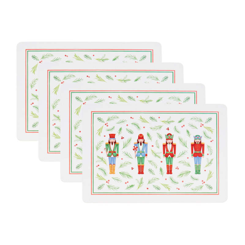 Lenox Bayberry Nutcracker Cork Placemats Set of 4, Multicolor - 12"W x 16"L