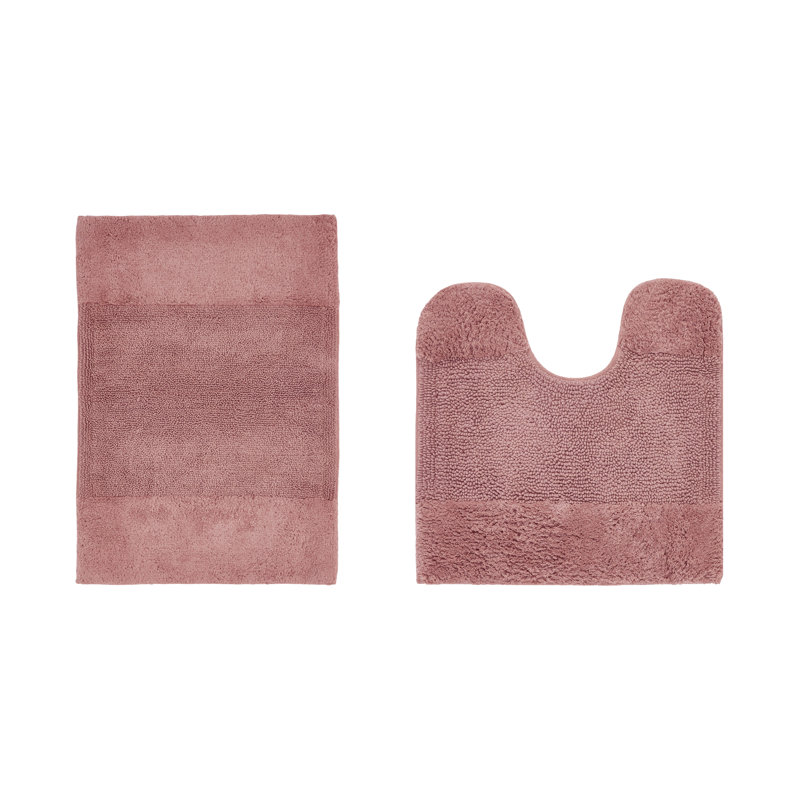 Makaylynn Premium 100% Cotton 2155 GSM 2-Piece Bath Rug Set, OEKO-TEX® Certified, Non-Slip Spray Latex Backing, Plush Tufted, Super Absorbent, Machine Washable Bathroom Rugs, Pink