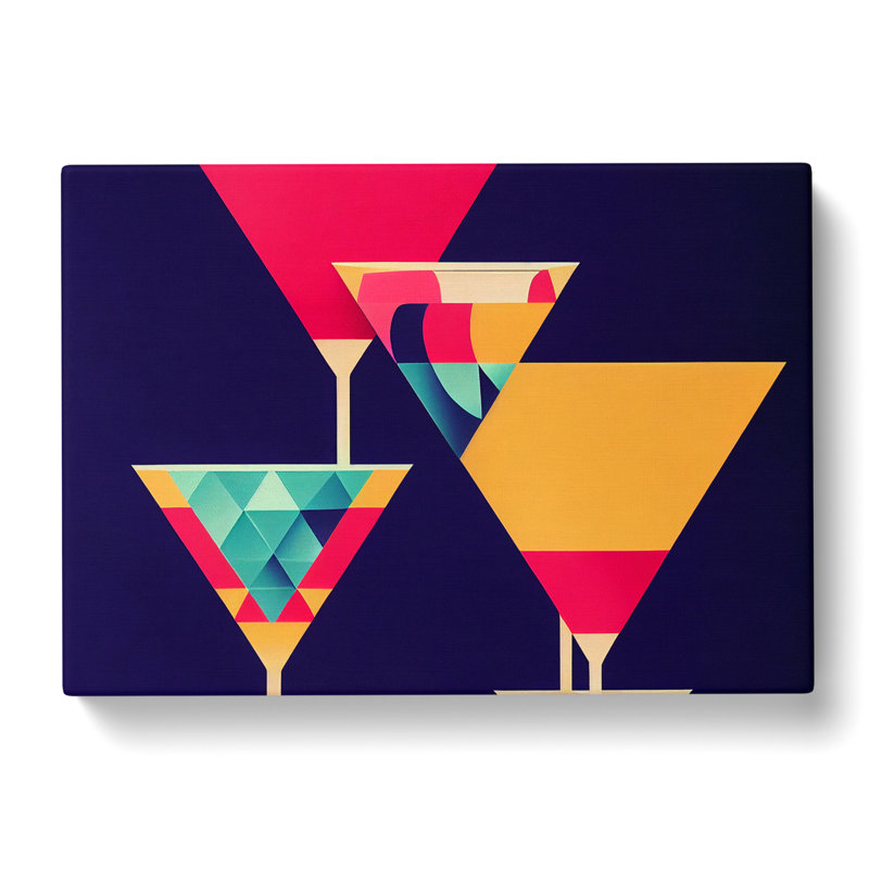 Cocktail Geometric Art Abstract - Wrapped Canvas, 35cm H x 50cm W x 3cm D