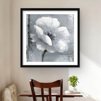 Fleurs grises et blanches | «Botanical Industrial», reproduction encadrée