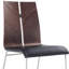 Ensemble de deux chaises d'appoint de salle à manger rembourrées en similicuir noir et argent-1502979518