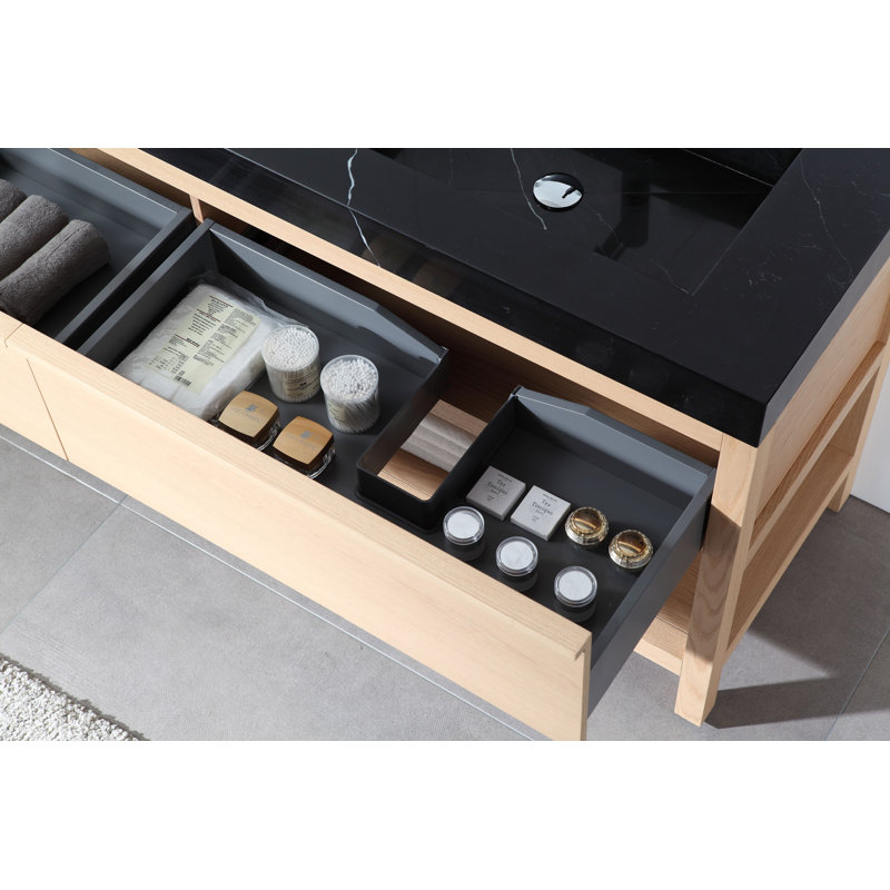 Ensemble de meuble-lavabo double 72 po Ariane, Chêne blanchi