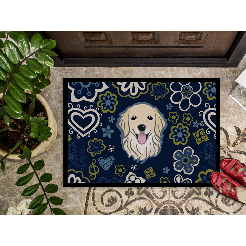 Tapis d'extérieur antidérapant Toluca, L 18 po x L 27 po, Golden retriever 1