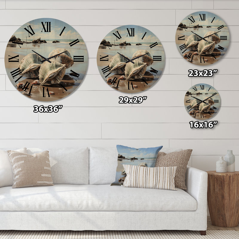 Horloge murale en bois beige surdimensionnée Sentinels - Animaux, Très grand