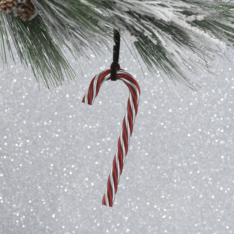 Twist 5.5'' Handmade Striped Metal Food & Beverage Holiday Shaped Ornament, Red