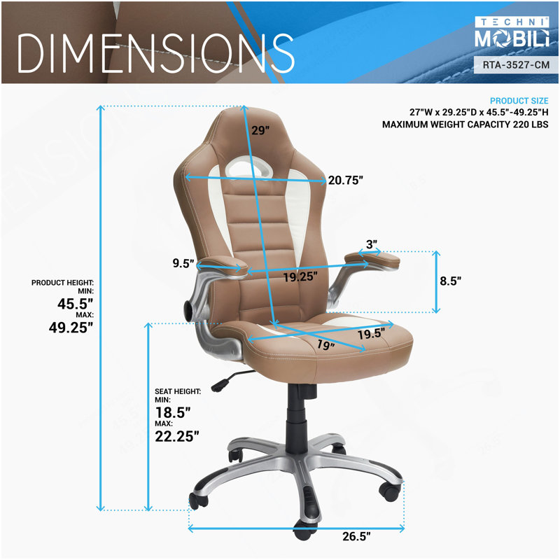 Fauteuil de direction à dossier haut avec accoudoirs relevables Techni Mobili