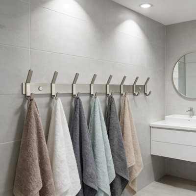 Wall-Mounted Coat Rack – Stainless Steel Hook Rail With Robust Heavy-Duty Hooks – Wall-Mounted Clothing Hanger For Entryway, Bathroom, Bedroom, Towel And Hat Storage Organizer