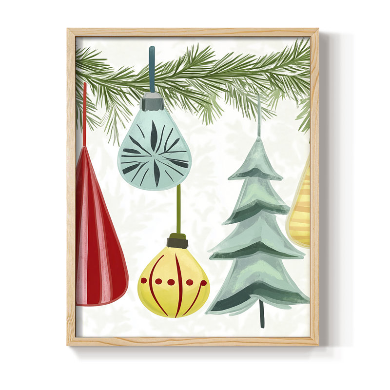 «Christmas Holiday Art CCLxxi», reproduction d'art encadrée - bois massif, Naturel, H 15 po x l 12 po