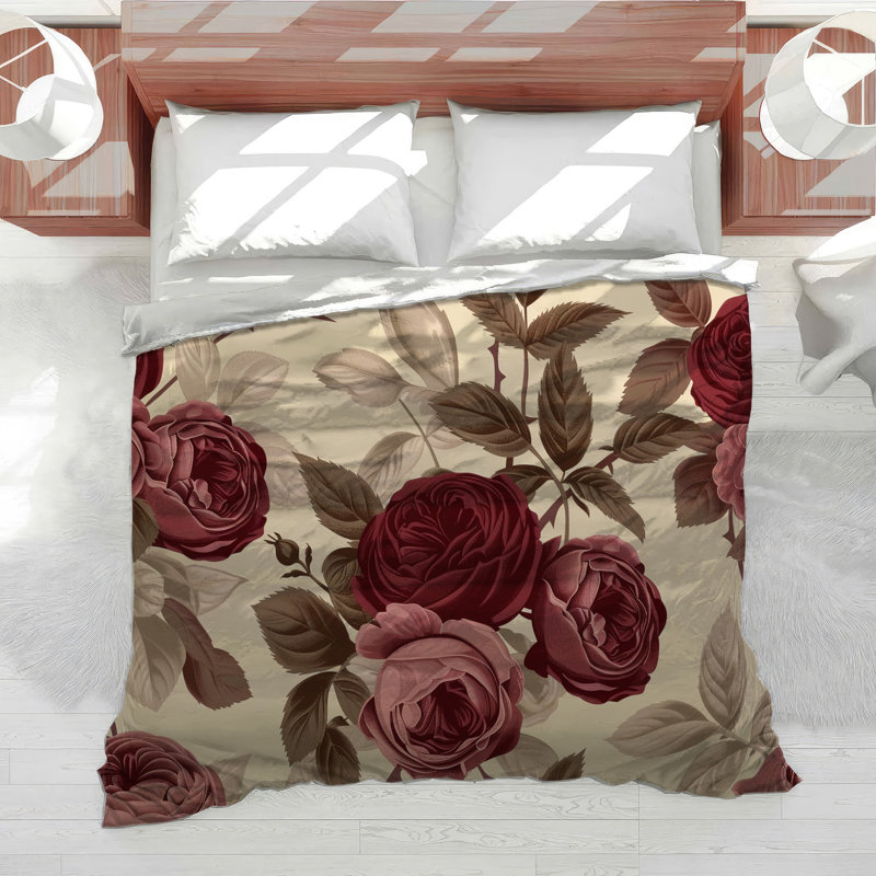 Édredon en mélange de coton Red Roses, Édredon simple
