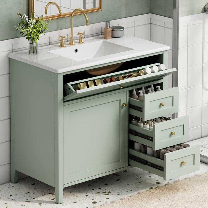 Meuble-lavabo 36 po avec lavabo, Vert