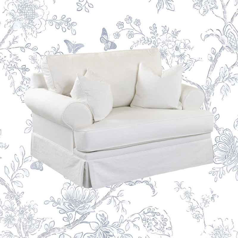 Brookner Upholstered Armchair, Classic Bleach White Twill