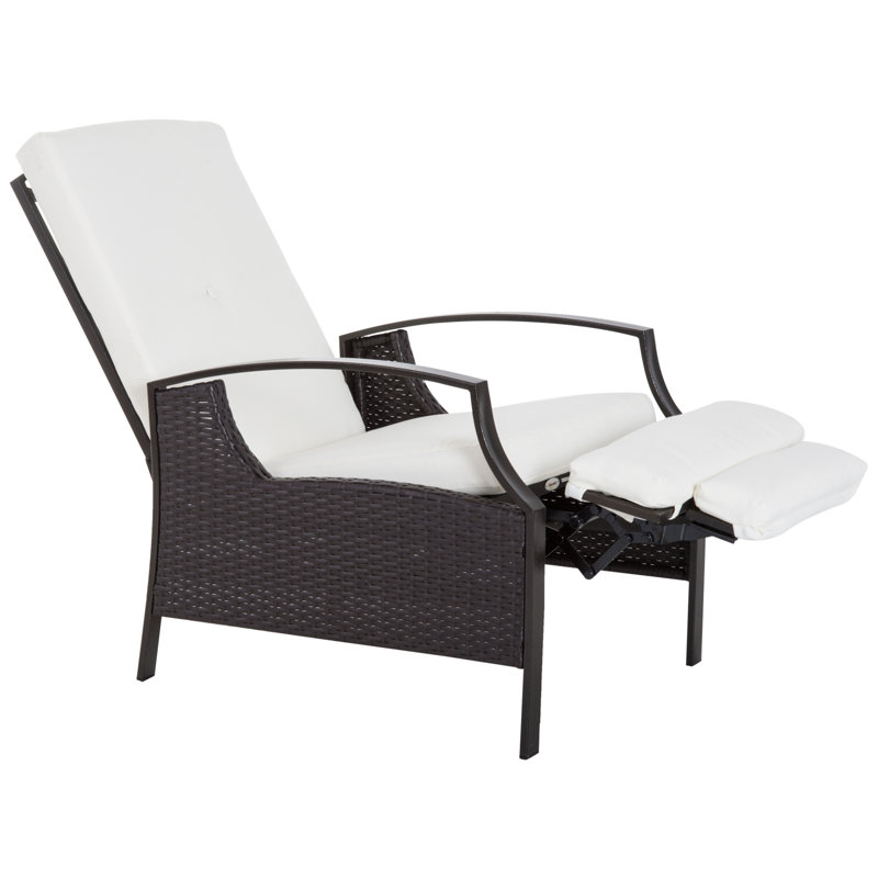 Fauteuil inclinable réglable en rotin avec osier toutes saisons Schunemunk, Blanc