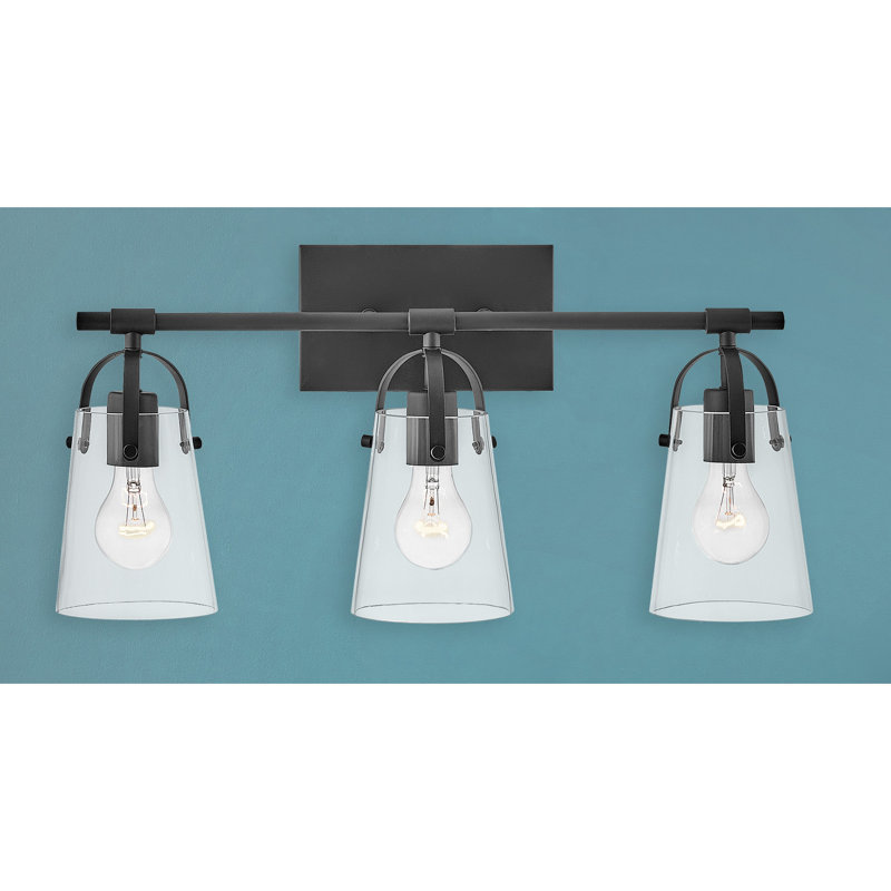 Luminaire de salle de bain trois lumières avec abat-jour en verre transparent Foster