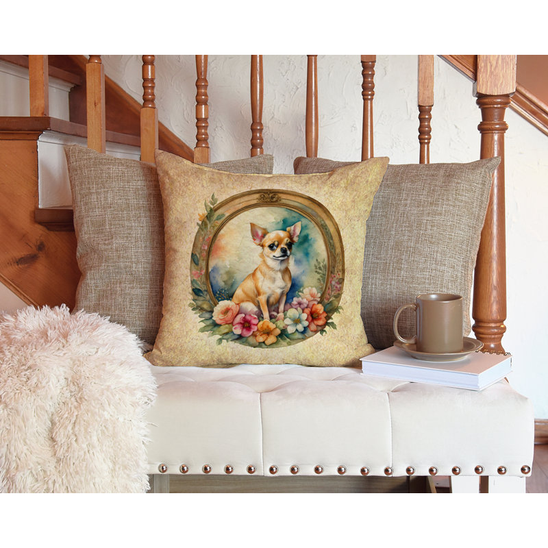 Coussin décoratif intérieur / extérieur en polyester , H 14 po x l 14 po x P 3 po