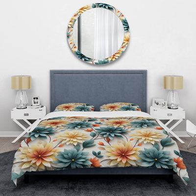 Magdalia Blissful Mindfulness Mediation - Ensemble de housse de couette floral - Microfibre de polyester