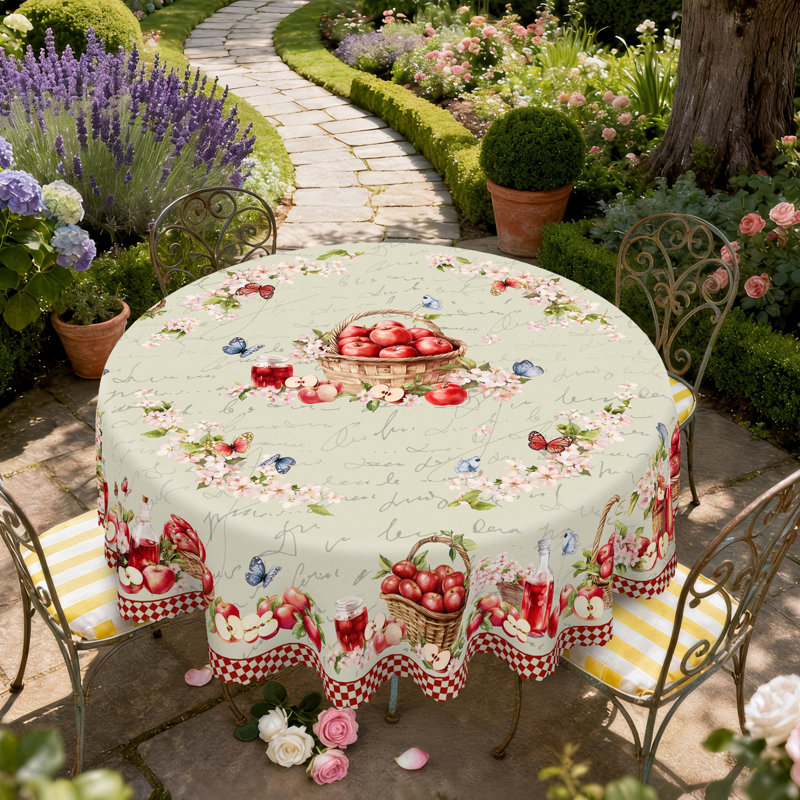 Nappe ronde lavable à motif pomme Apple, Rond 60 po